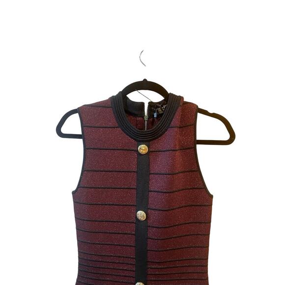 NWT Retrofete Gwyneth bodycon high neck midi dress metallic port small - Picture 5 of 16